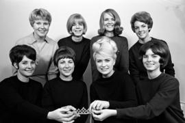 Homecoming queen candidates Melissa Bobbit, Sue Alberg, Mary Nelson, and Tana Reece, Sandy Albright, Julie Carlson, Carol Taplin, Dee Ramsey, St. Cloud State University