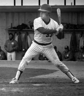 St. Cloud State baseball player P.J. Hanson at bat during a baseball game