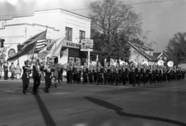 Marching band at the homecoming parade, St. Cloud State University