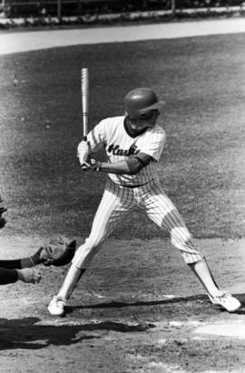 Bob Hegman at bat during a St. Cloud State University baseball game