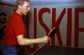 Man plays table tennis, Aalborg, Denmark, St. Cloud State University