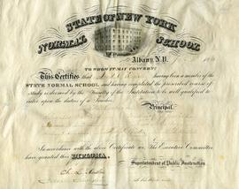 David Kiehle diploma from State of New York Normal School in Albany