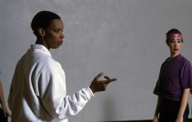 Deborah Leigh directs dancers, St. Cloud State University