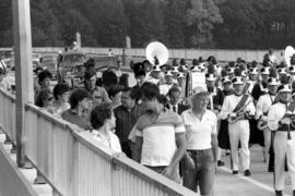 Marching band at the parade opening the new University Bridge, St. Cloud State University