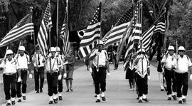 VFW Honorguard marches at the POW/MIA Recognition Day at the St. Cloud Veterans Administration Medical Center