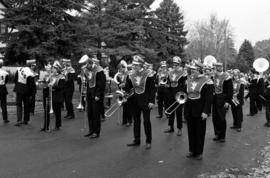 Marching band at the homecoming parade, St. Cloud State University