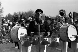 Marching band performs at football game, St. Cloud State University