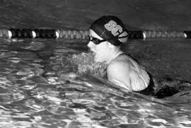 Marissa Tieszen swims during a meet, St. Cloud State University