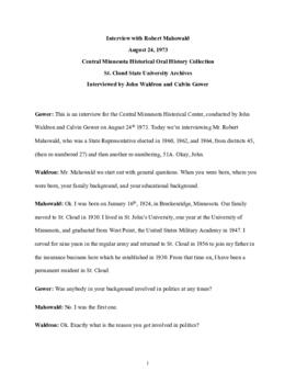 Legislators and politics oral history transcript - Robert Mahowald