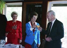 St. Cloud State University president Brendan McDonald toasts the Duchess of Northumberland Elizabeth Douglas Percy