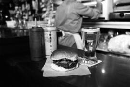 Flat Iron Bar hamburger and beer, St. Cloud