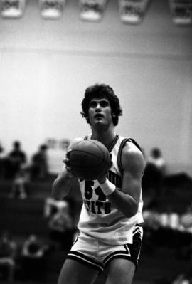 Dan Hagen shoots a free throw during a basketball game against Southwest State University, St. Cloud State University