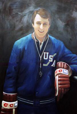Portrait painting of Herb Brooks, St. Cloud State University