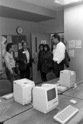 Fran Voelker gives a tour of the Mass Communications lab, St. Cloud State University