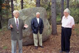 Robert Wick, Curt Olson, and another man at the dedication of the George W. Friedrich Park