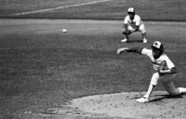 Dan Meyer pitches a ball during a St. Cloud State University baseball game against the University of Minnesota-Duluth