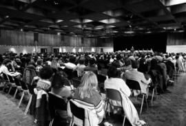The Winter Institute audience at the Atwood Memorial Center (1966) listen to a speaker, St. Cloud State University
