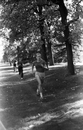 Women's cross country runner Claire Johnson at practice, St. Cloud State University