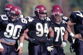 Matt Vardas and other players stand during a game against Mankato State University, St. Cloud State University