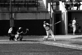 John King swings to hit a baseball during a St. Cloud State University baseball game against the University of Minnesota-Duluth