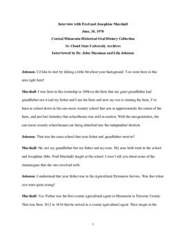 Legislators and politics oral history transcript - Fred Marshall