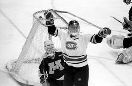 St. Cloud State scores a goal against the University of Minnesota