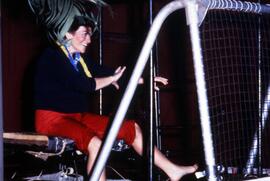 University Program Board employee Margaret Vos sits in a dunk tank, St. Cloud State University