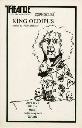 Sophocles' King Oedipus theatre production poster, St. Cloud State University