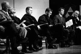 Men sit together on stage, Charles Graham inauguration, St. Cloud State University