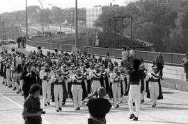 Marching band at the parade opening the new University Bridge, St. Cloud State University