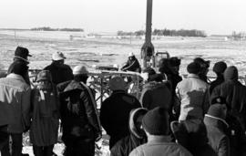 People in Lowry, Minnesota protest the installation of high power electrical lines