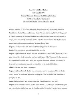 Legislators and politics oral history transcript - Fred Hughes