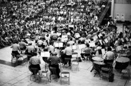 An orchestra performs at Halenbeck Hall (1965), Lemonade Concert and Art Fair, St. Cloud State University