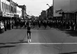 Marching band at the homecoming parade, St. Cloud State University