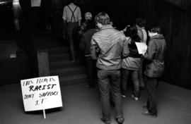 People protest a showing of the film Gone with the Wind at Atwood Memorial Center (1966), St. Cloud State University