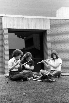 Three women play flutes together, Lemonade Concert and Art Fair, St. Cloud State University