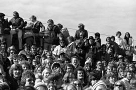 People watch the homecoming football game at Selke Field (1937), St. Cloud State University