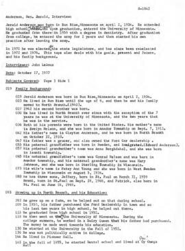 Legislators and politics oral history summary - Jerald Anderson