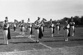 Marching band performs at football game, St. Cloud State University