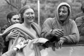 Vickie McLeary and Peter Noll after they swam the Mississippi River, St. Cloud State University