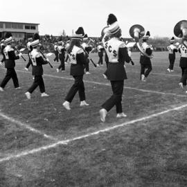 Marching band performs at the homecoming football game, St. Cloud State University