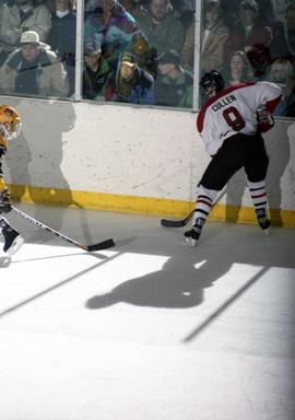 Hockey player Matt Cullen plays in a game against the University of Minnesota, St. Cloud State University