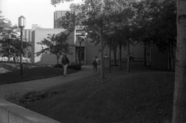 People walk on campus near Atwood Memorial Center (1966), St. Cloud State University