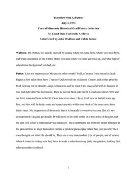 Legislators and politics oral history transcript - Al Patton