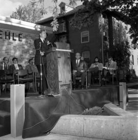 President Charles Graham speaks at the Kiehle (1952) rededication, St. Cloud State University