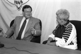 Robert Bess at press conference introducing him as president, St. Cloud State University