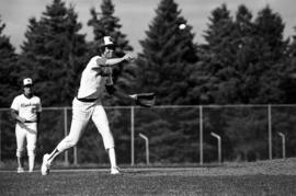 Gregg Pedeson throws a baseball during a St. Cloud State University baseball game against Southwest State University