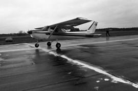 A plane takes off at the National Intercollegiate Flying Association Region 5 Air Meet, St. Cloud State University