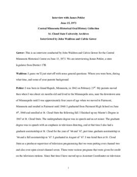 Legislators and politics oral history transcript - James Pehler