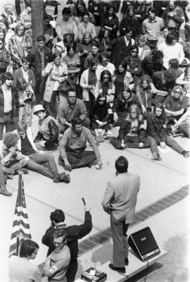 People listen to a speaker, St. Cloud State University